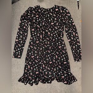 MANGO Black Floral Long Sleeved Dress